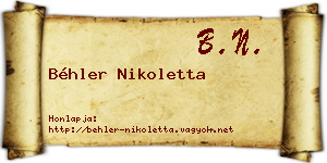 Béhler Nikoletta névjegykártya