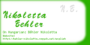 nikoletta behler business card